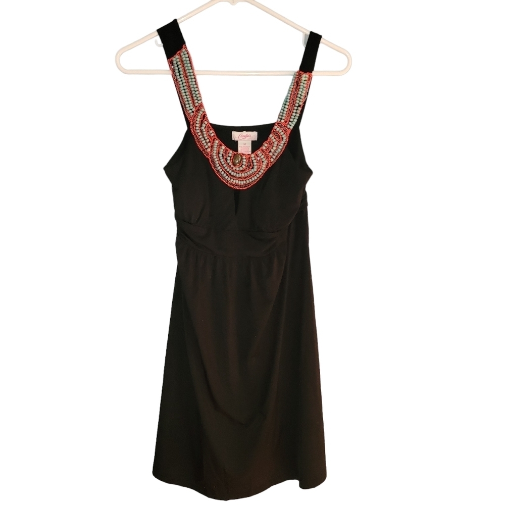 Candie's Beaded Collar Black Dress Sz M